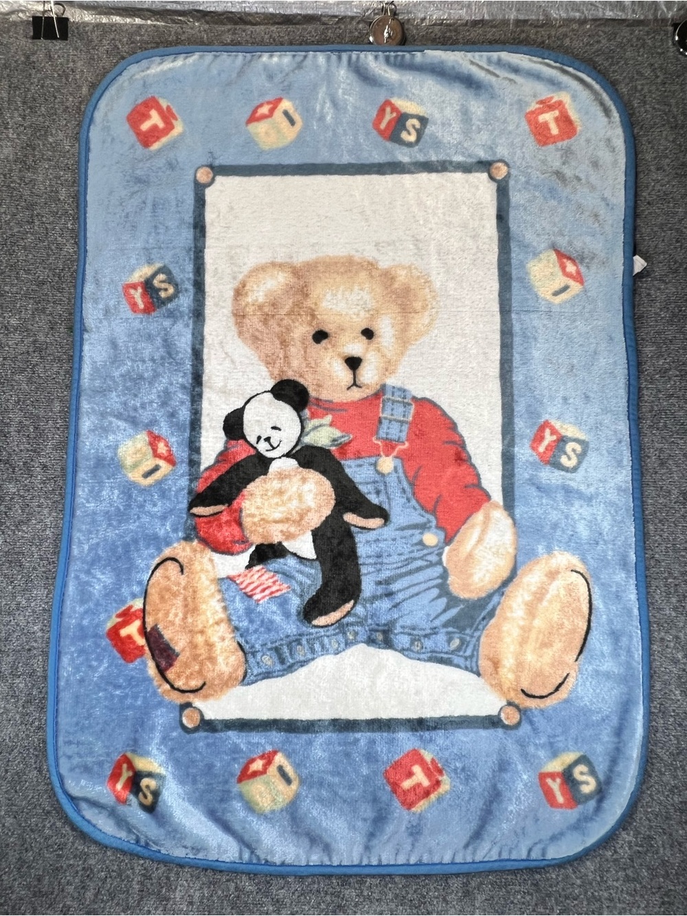 Vintage Fleece Teddy Bear Blanket Welcome World